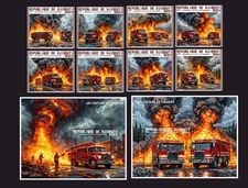 Stamps Fire Trucks 8 stamps + 2 blocks perforated NEW 2025 year
