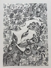 Original Acrylic Abstract Painting on Paper Modern Art Signed for Home Decor.