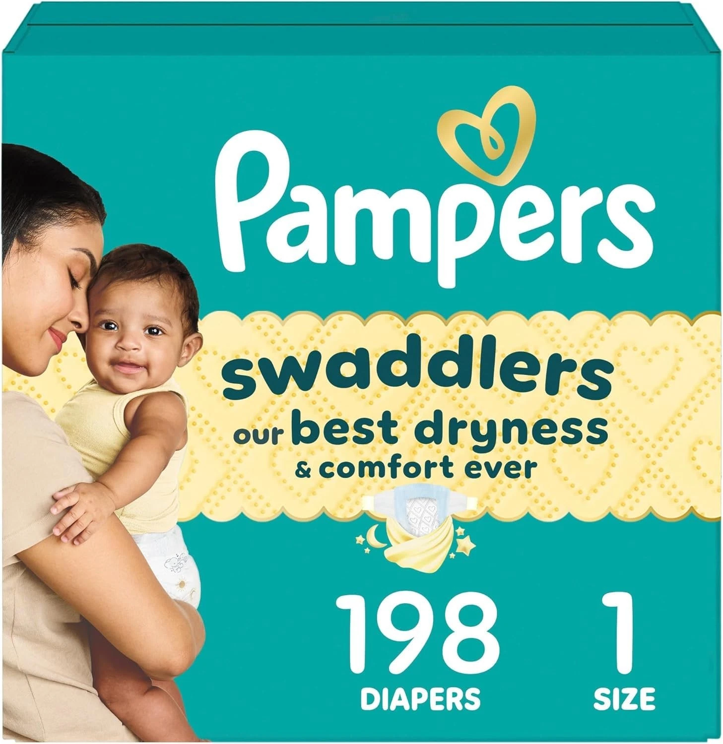 Pampers Swaddlers Size 1 Diapers Hypoallergenic Leak Proof Comfort Dryness