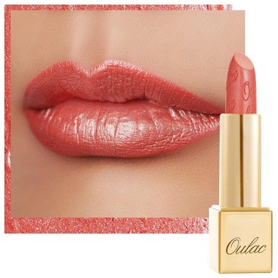Oulac Coral Pink Lipstick for Women with Metallic 3D Shine Lightweight Hydrat...