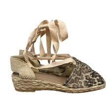Stuart Weitzman Shoes 5.5 M Cheetah Print Espadrilles Denia Lace Up Ankle Strap