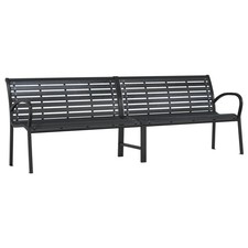 Twin Garden Bench Outdoor Park Seat Black Steel and WPC vidaXL