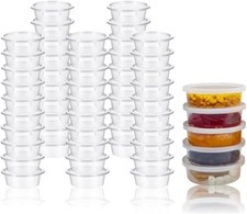 Round Deli Pot Containers 2oz Sauce, Chutney Pots, Reusable Containers With Lid
