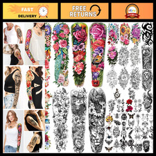 55 Sheets Temporary Tattoos for Adults  Kids - 8 Full Arm, 17 Half Arm, 30 Tiny