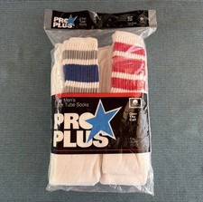 VTG 80s Mens Striped Tube Socks 6 Pack Over the Calf Length Cotton Sz 10-13 USA