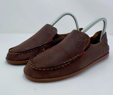 Olukai Nohea Nubuck Shoes Womens Size 7 Nubuck Brown Leather Slip on Loafers