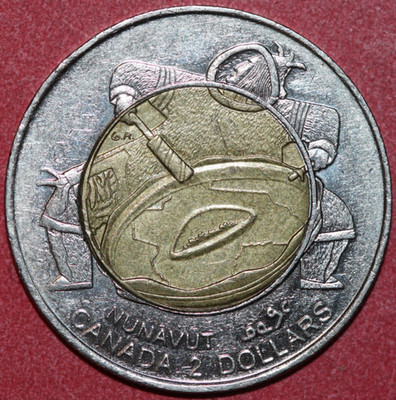 Canada  1999 Toonie Two 2 Dollars Elizabeth II Nunavut Territory Creation  28mm