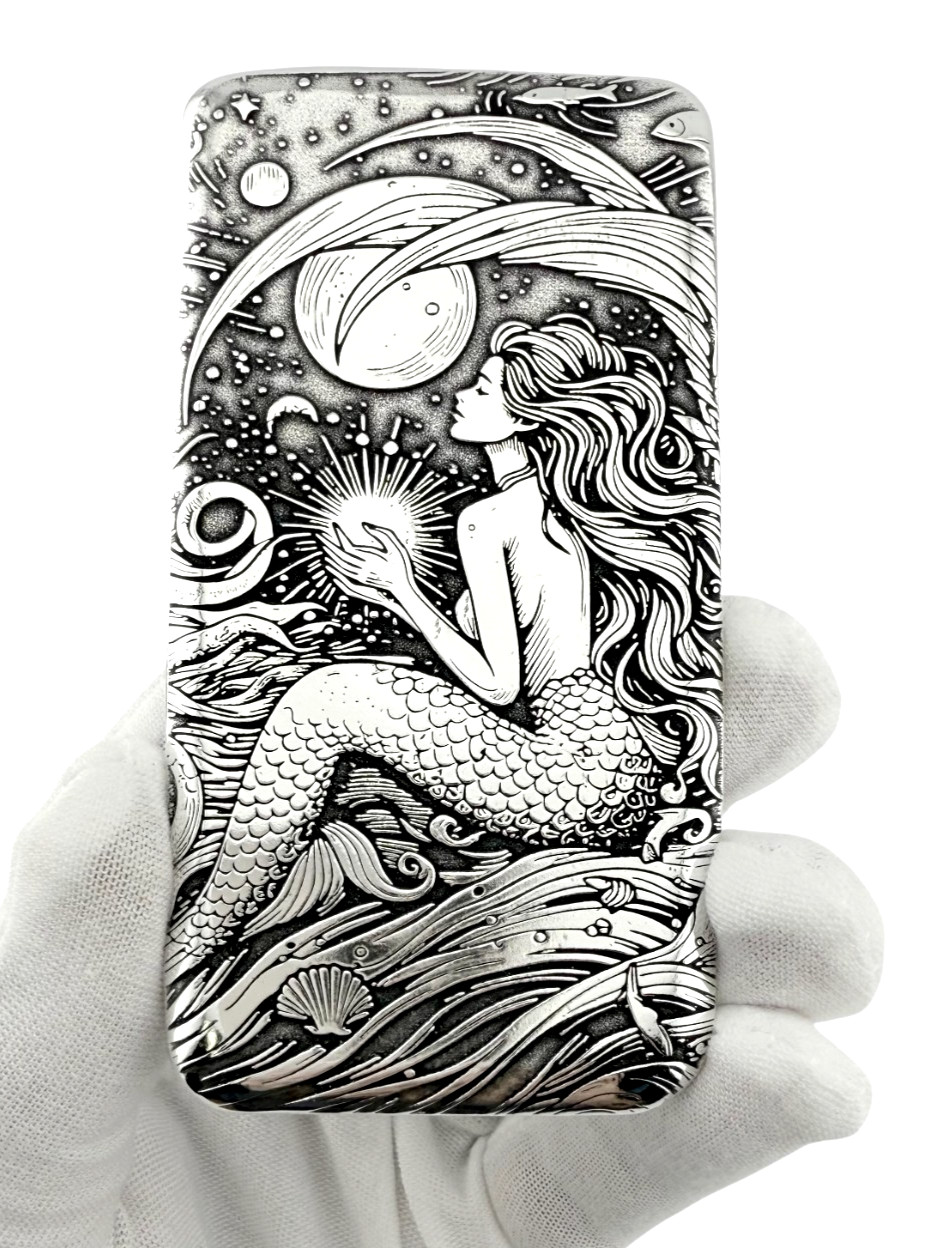 10 ozt 999 Fine Silver Art Bar- MERMAID'S - ADAMO TECHNE - Limited Edition