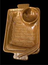 Vtg California USA Pottery Brown Blue Cheese Spread Recipe Chip Dip Bowl Tray S7