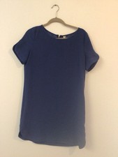 mittoshop Blue Short Sleeve Back 6” Back Zipper Knee Length L
