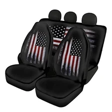  Car Seat Covers 4 Pcs Full Set, Retro American Flag Design Auto retro US Flag