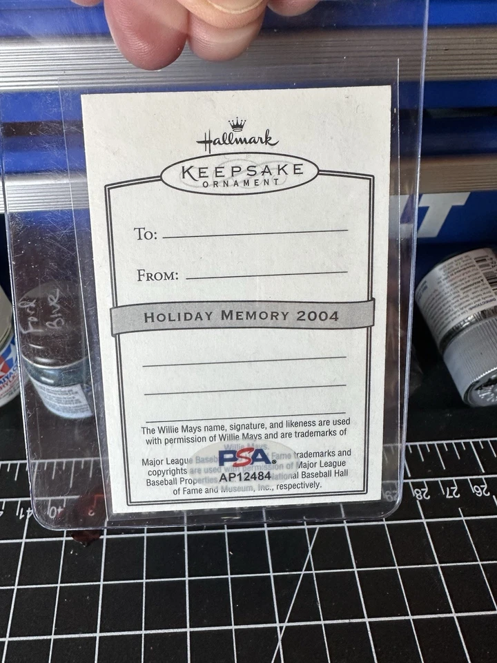 2004 Hallmark Card Auto Signed Willie Mays San Francisco Giants PSA W/Ornament - Image 2 of 4