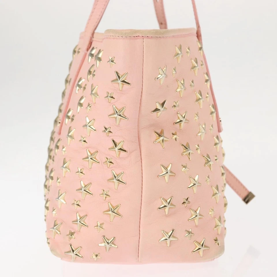 Auténtico bolso de mano Jimmy Choo con tachuelas de cuero rosa BA6901 Foto 4 de 4