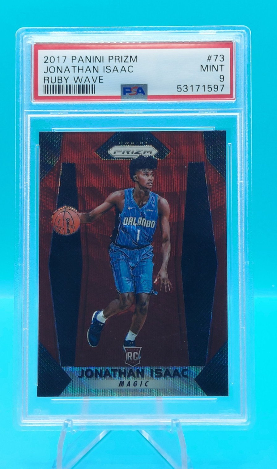 2017-18 Panini Prizm #73 JONATHAN ISAAC Ruby Wave Prizm RC - PSA MINT 9