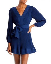 NWT 395 Milly Liv Belted Pleated Dress in Navy 6