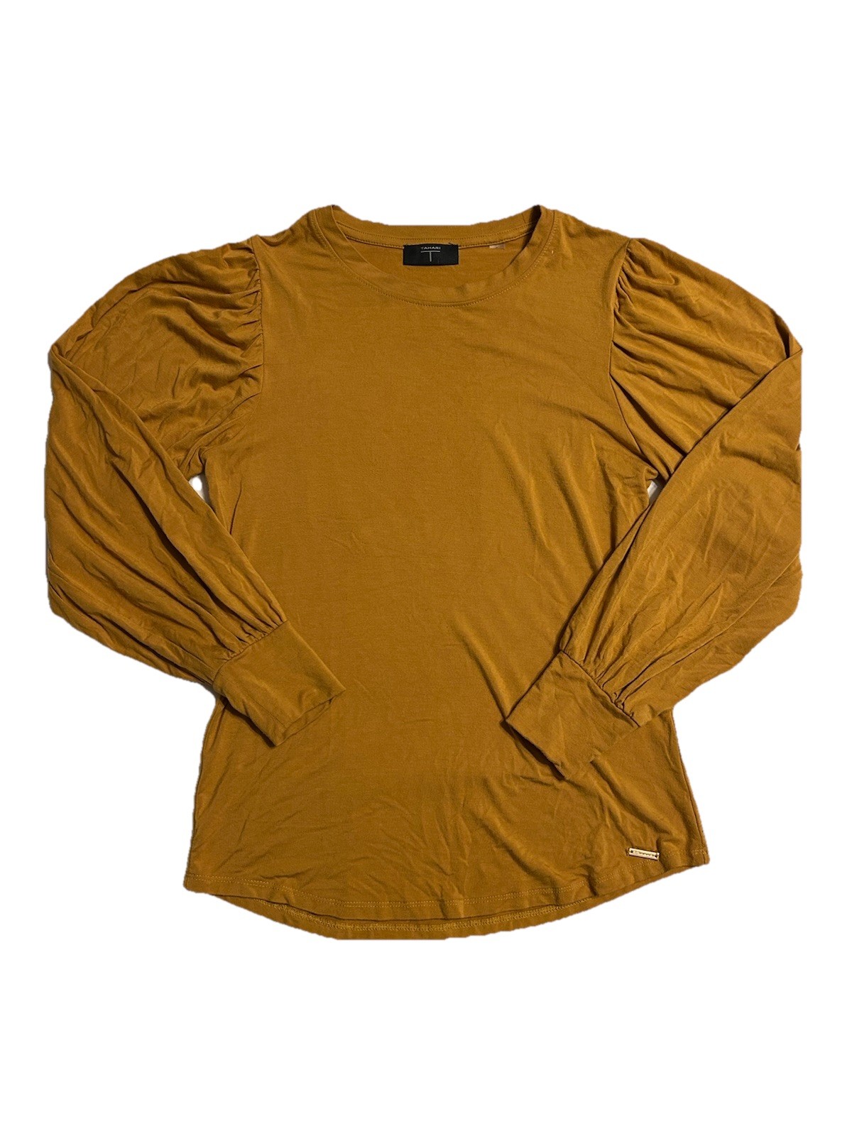 Tahari Mustard Yellow Long Sleeve Lightweight Blouse Size Small Work Top