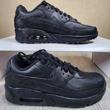 Nike Air Max 90 GS Leather Triple Black Size 4.5Y/Womens Size 6 New HF6358-001