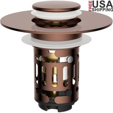 3 in 1 Bathroom Sink Drain Strainer Pop Up Stopper Dual Layer Basket Easy Clean
