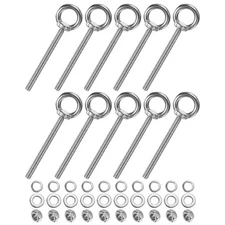 10-Sets Stainless Eyebolt M8x100mm Shoulder Lifting Eye Bolt with Nuts Washers