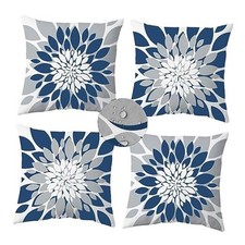 Pack of 4 Outdoor Waterproof Pillow Covers 20" x 20" Pack of 4 Blue Grey