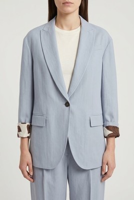 BRUNELLO CUCINELLI WOMEN'S LIGHT BLUE RELAXED SUIT MSRP $6760