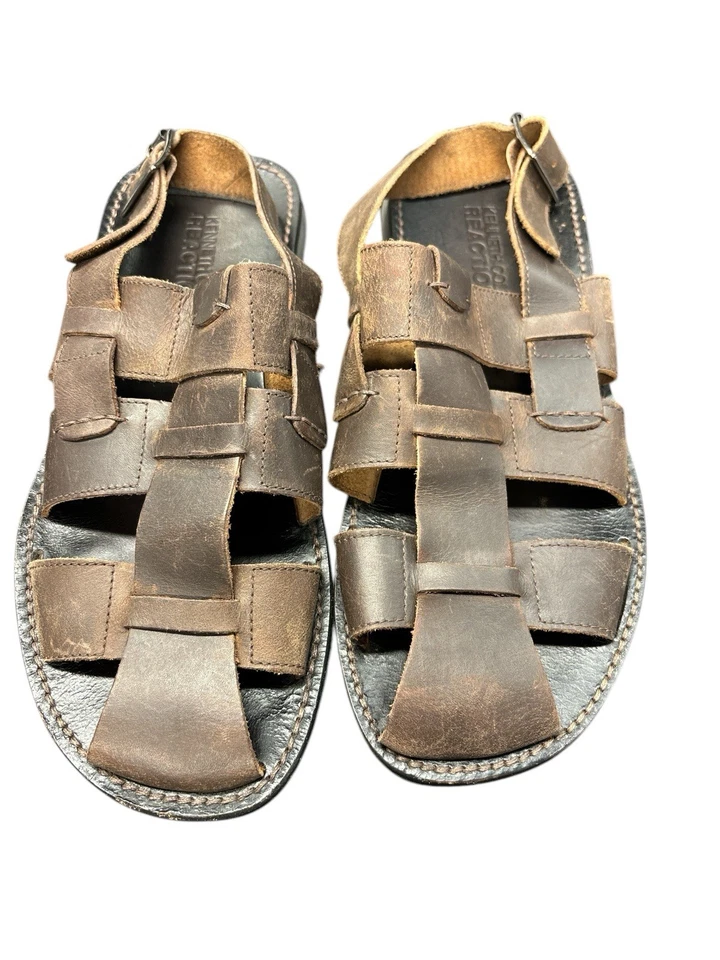 Sandalias Kenneth Cole Reaction para Hombres Cuero Marrón Pescador Hebilla Punta Cerrada Talla 9 Foto 2 de 4
