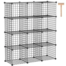 C&AHOME 12-Cube Wire Storage Organizer Metal Shelving Unit Modular Bookshelf