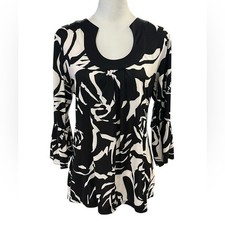 I.N.C International Concepts Petite Women's Top Black White Medium