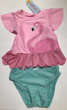CAT & JACK Baby Girl Pink Flamingo Rashguard Swimsuit NWT 18 Months 