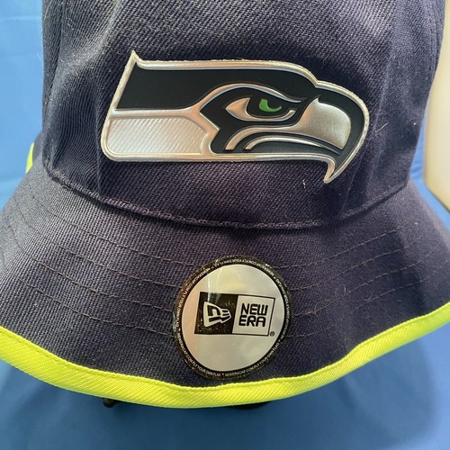 SEATTLE SEAHAWKS New Era Black NFL FOOTBALL BUCKET HAT Summer Sun Hike Beach Cap - Picture 2 of 5