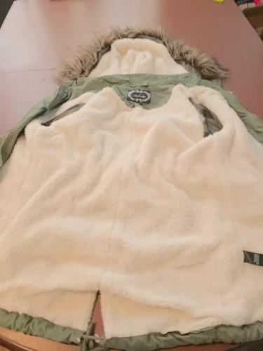 Chaqueta militar utilitaria para mujer forrada de piel sintética con capucha talla S, M nueva con etiquetas - Imagen 6 de 7