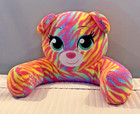 Build-A-Bear Plush Bright Rainbow Bear Zebra-Print Reading Pillow/Backrest