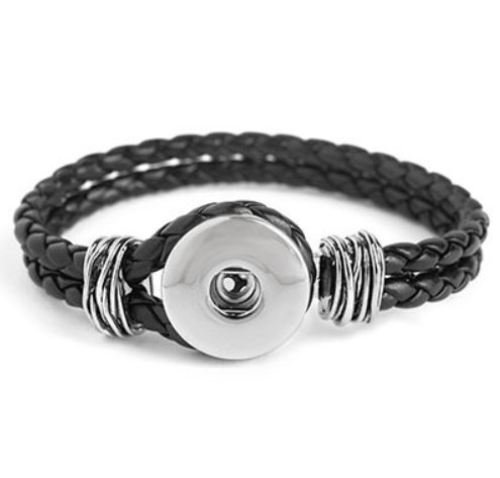 Ginger Snaps™ 1-Snap Black Double Braided Bracelet SN90-71 Fashion Jewelry - Foto 1 di 2