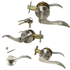 Lever Door Lock Cylinder For Entry Privacy Passage Stationary SS/SN Wave Handle