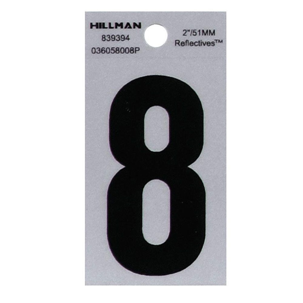 Hillman 2-In. Adhesive Black & Silver House Number 8 839394