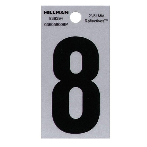 Hillman 2-In. Adhesive Black & Silver House Number 8 839394