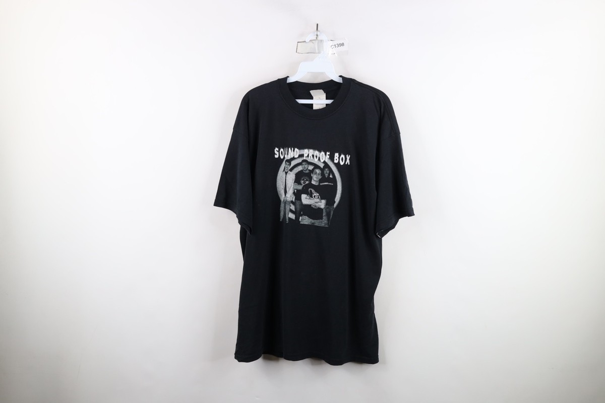 Vintage Y2K Streetwear Mens XL Distressed Sound Proof Box Band T-Shirt Black