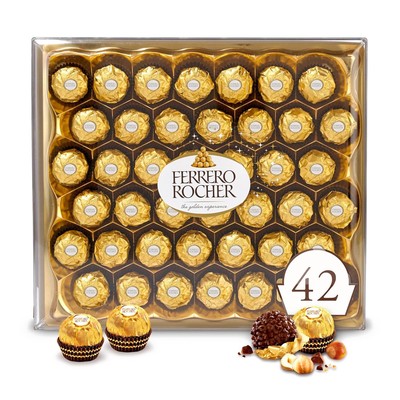 Ferrero Rocher, 42 Count, Premium Milk Chocolate Hazelnut, Chocolates for Gift