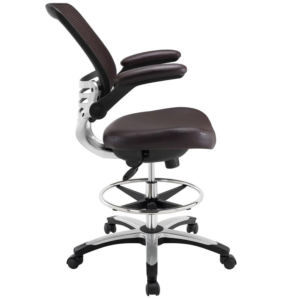 Modway Ergonomic Adjustable Swivel Mesh Tall Office Desk Drafting Chair in Brown - Image 3 of 4