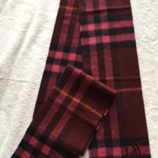 Burberry Cashmere Scarf Maroon Authentic 