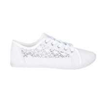 WOMENS PUMPS SUMMER CANVAS SHOES TRAINERS PLIMSOLL LACE UP FLAT EMBROIDERED PUMP