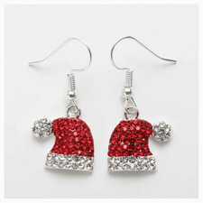 Cute Christmas Hat Earring Christmas Hat Zircon Stud Earring Christmas Ornament