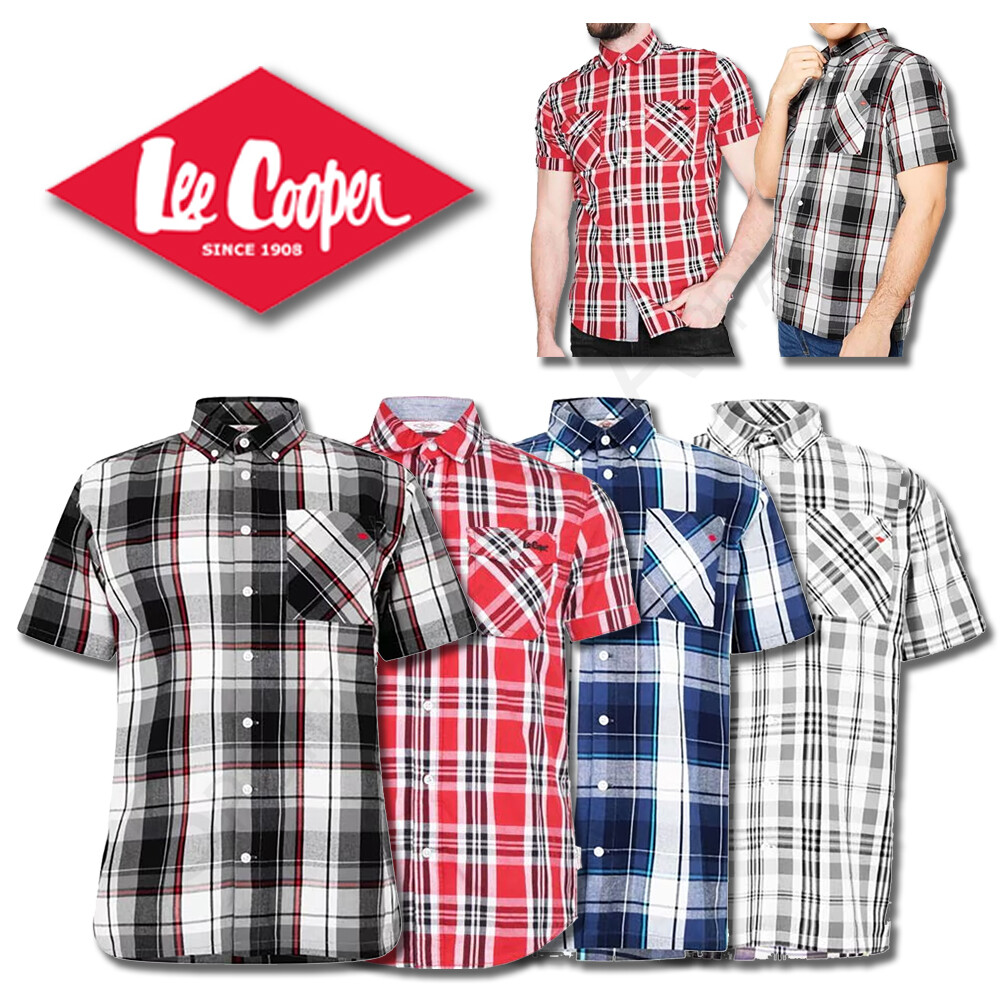 Mens Short Sleeved Shirts Lee Cooper Check Top Cotton M L XL XXL Medium  Large | eBay UK
