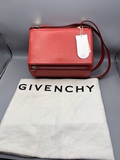 Givenchy Medium Red Grained Leather Pandora Box Crossbody Bag Pre Owned