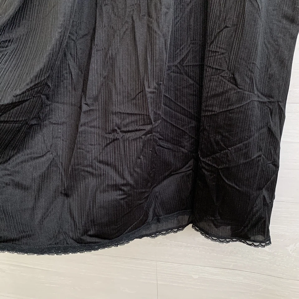 Miss Elaine - Vestido negro arrugado cuello en V sin mangas largo encaje recortado, S Foto 3 de 4