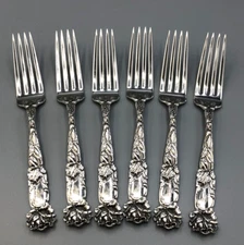 Bridal Rose by Alvin Sterling Silver set of 6  Luncheon Forks 6.75"