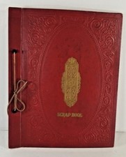 VTG Red Scrapbook Gold Photo Album Blank Unused 12 Pgs Embossed Flourish