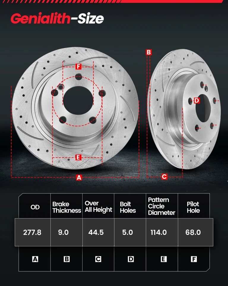 For 1994 - 2001 Nissan Maxima Rear Drilled Brake Rotor Ceramic Pads 10.94 in Foto 2 de 4