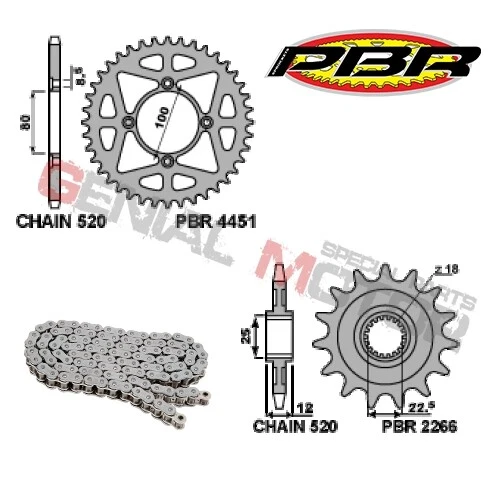 Kit Cadena y Piñones EK1419 11/42/520 PBR GAS-GAS TXT PRO 2004 > 2015 Foto 2 de 2