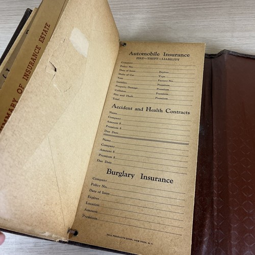 Wertvolle Dokumenten Mappe Vintage Antik Ephemera Versicherung Aktien Anleihen Testament - Bild 17 von 21